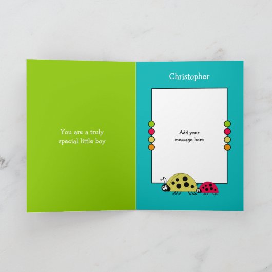 Schattige neef ladybugs speciale jongen rood blauw kaart (Binnen)