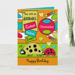 Schattige neef ladybugs speciale jongen rood blauw kaart