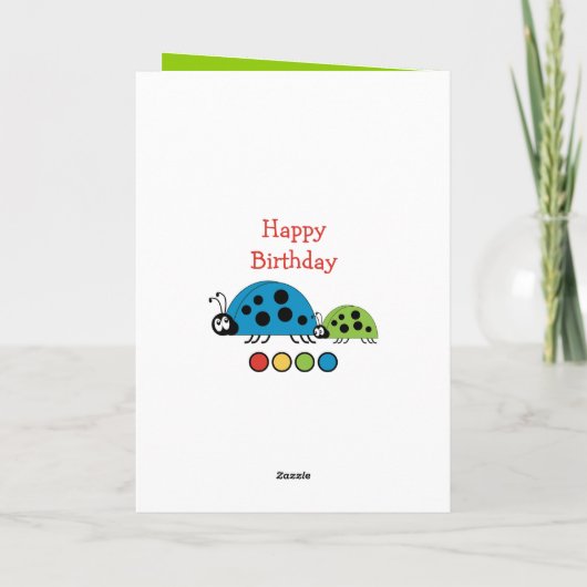 Schattige neef ladybugs speciale jongen rood groen kaart (Achterkant)