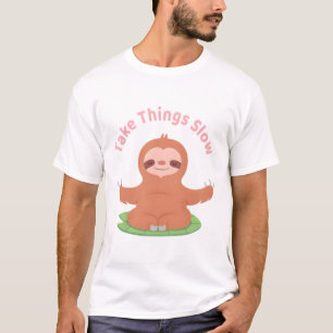Schattige neem dingen langzaam luiaard op blad t-shirt