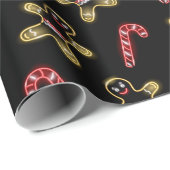 Schattige Neon Gingerbread Candy Cane Wrapping Pap Cadeaupapier (Rol Hoek)