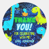 Schattige Neon Kleurrijke Dinosaurussen Jongensfee Ronde Sticker (Voorkant)