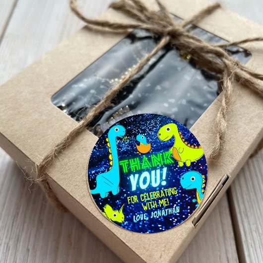 Schattige Neon Kleurrijke Dinosaurussen Jongensfee Ronde Sticker