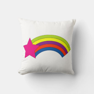 Schattige Neon Roze Ster en Kleurrijke Regenboog K Kussen