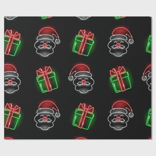 Schattige Neon Santa en Cadeaus Wrapping Paper Cadeaupapier (Vlak)
