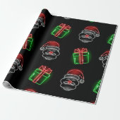 Schattige Neon Santa en Cadeaus Wrapping Paper Cadeaupapier (Uitgerold)