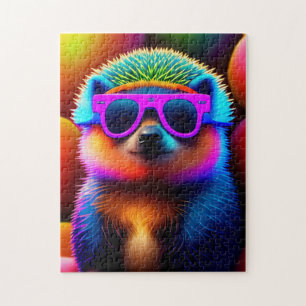 schattige neonbril egeldierzonnebril grappig legpuzzel