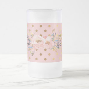 Schattige nepgouden polka stippen bloemen matglas bierpul