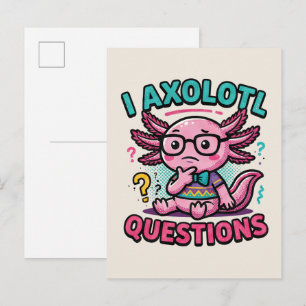 Schattige Nerd Axolotl I Axolotl Vragen Tekens Mem Briefkaart