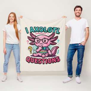 Schattige Nerd Axolotl I Axolotl Vragen Tekens Mem Fleece Deken