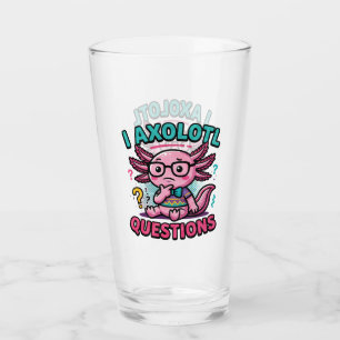 Schattige Nerd Axolotl I Axolotl Vragen Tekens Mem Glas