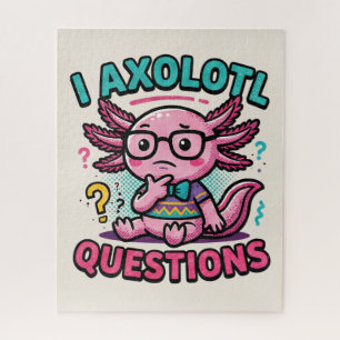 Schattige Nerd Axolotl I Axolotl Vragen Tekens Mem Legpuzzel