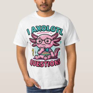 Schattige Nerd Axolotl I Axolotl Vragen Tekens Mem T-shirt
