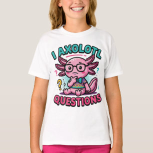 Schattige Nerd Axolotl I Axolotl Vragen Tekens Mem T-shirt
