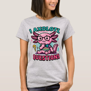 Schattige Nerd Axolotl I Axolotl Vragen Tekens Mem T-shirt