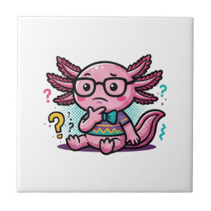 Schattige Nerd Axolotl I Axolotl Vragen Tekens Mem Tegeltje