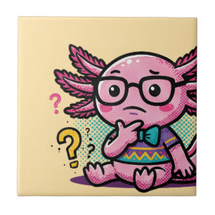 Schattige Nerd Axolotl I Axolotl Vragen Tekens Mem Tegeltje