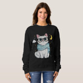 Schattige nerdcat met bril en sjaal trui (Voorkant volledig)