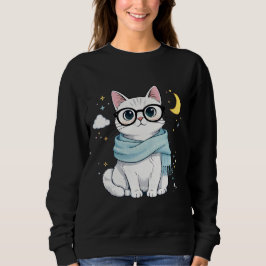 Schattige nerdcat met bril en sjaal trui