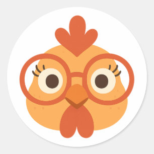 Schattige Nerdy Kip met Bril Grappige Boer Ronde Sticker