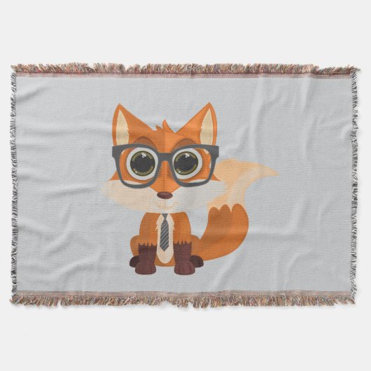 Schattige Nerdy Vos Knus Cartoon Kawaii Dier Comfo Deken (Voorkant)