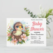 Schattige Nest Elegant Bird Baby shower Kaart (Staand voorkant)