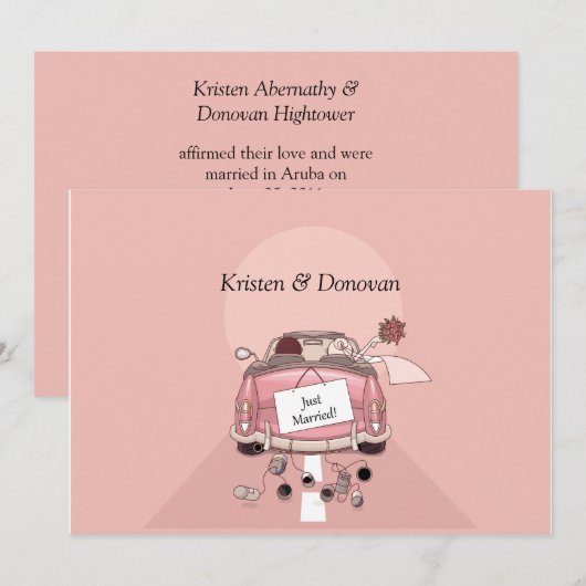 Schattige net getrouwd na huwelijksuitnodiging kaart (Voorkant / Achterkant)