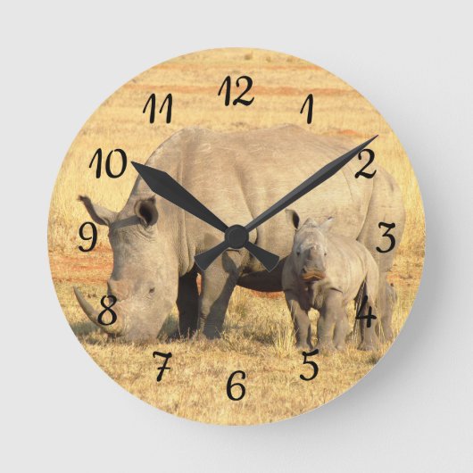 Schattige neushoorn in Afrika Ronde Klok (Voorkant)
