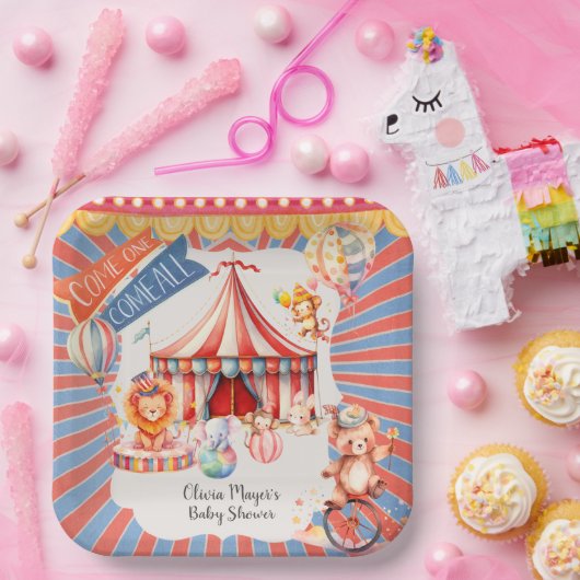 Schattige neutraal  carnaval circus Baby shower Papieren Bordje (Feest)