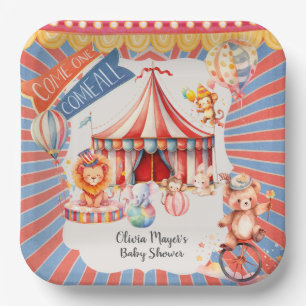 Schattige neutraal  carnaval circus Baby shower Papieren Bordje