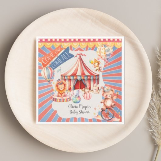 Schattige neutraal  carnaval circus Baby shower Servet