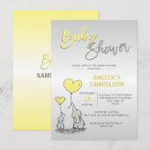 Schattige neutraal geel olifant Baby shower Kaart (Voorkant / Achterkant)