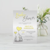 Schattige neutraal geel olifant Baby shower Kaart (Staand voorkant)
