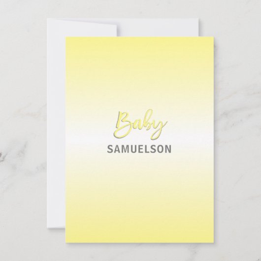 Schattige neutraal geel olifant Baby shower Kaart (Achterkant)