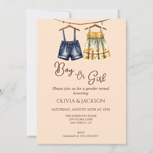 Schattige Neutraal Geslacht Onthulling Uitnodiging (Voorkant)