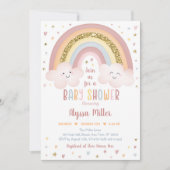 Schattige Neutral Boho Rainbow Clouds Baby shower Kaart (Voorkant)