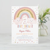 Schattige Neutral Boho Rainbow Clouds Baby shower Kaart (Staand voorkant)