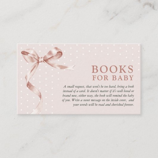 Schattige Neutral Bow Book Request Baby shower Informatiekaartje (Voorkant)