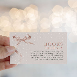 Schattige Neutral Bow Book Request Baby shower Informatiekaartje