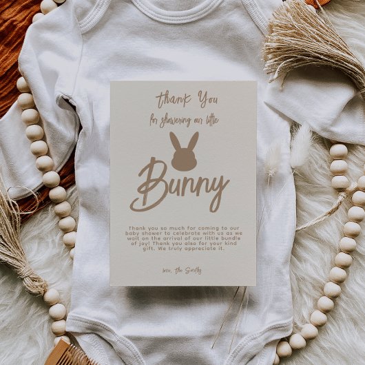 Schattige Neutral Bunny Baby shower Boho Bedankkaart