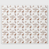 Schattige Neutral Dinosaur Birthday Wrapping Paper Cadeaupapier (Vlak)