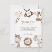 Schattige Neutral Safari Oerwoud 1e verjaardag Bedankkaart (Voorkant)