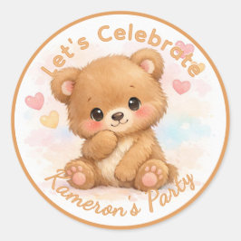 Schattige Neutrale Babybeer Verjaardag Ronde Sticker
