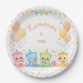 Schattige Neutrale Pastelkleurige Babyberen Verjaa Papieren Bordje