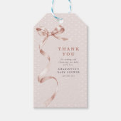 Schattige neutrale strik lint meisje baby shower cadeaulabel (Voorkant)