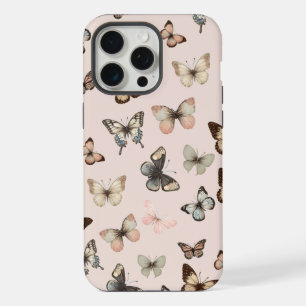 Schattige Neutrale Vlinders, Gedempte Tinten Bleek iPhone 15 Pro Max Case