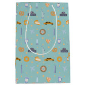 Schattige New Yorks stadspatroon turquoise groen Medium Cadeauzakje (Voorkant)