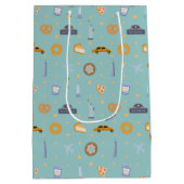 Schattige New Yorks stadspatroon turquoise groen Medium Cadeauzakje (Achterkant)