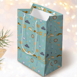 Schattige New Yorks stadspatroon turquoise groen Medium Cadeauzakje