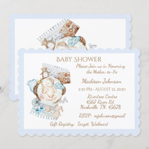 Schattige Newborn Blue Baby Boy Shower Kaart